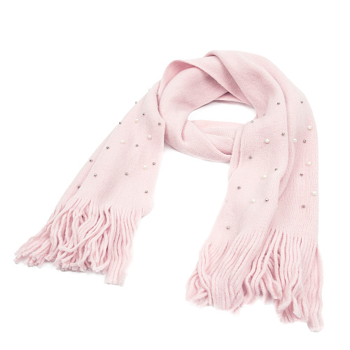 Шарф с бусинами (розовый)