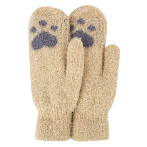 Варежки "Лапка" (бежевые)