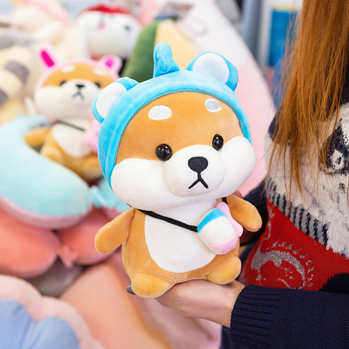 Игрушка-подушка "Корги в кигуруми" голубой 24см