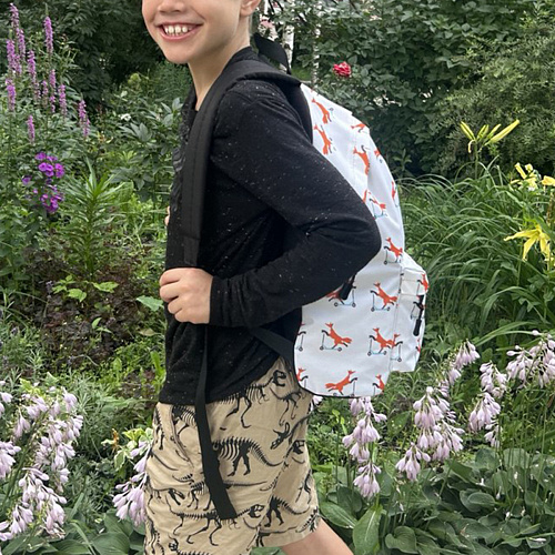 Рюкзак "Лисичка на самокате" (бежевый)