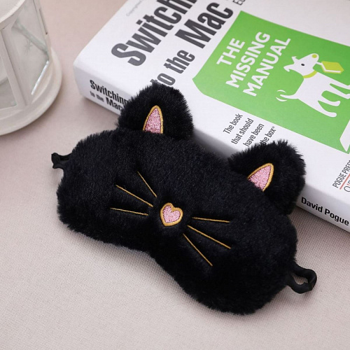 Маска для сна "Пушистый кот" (черный)