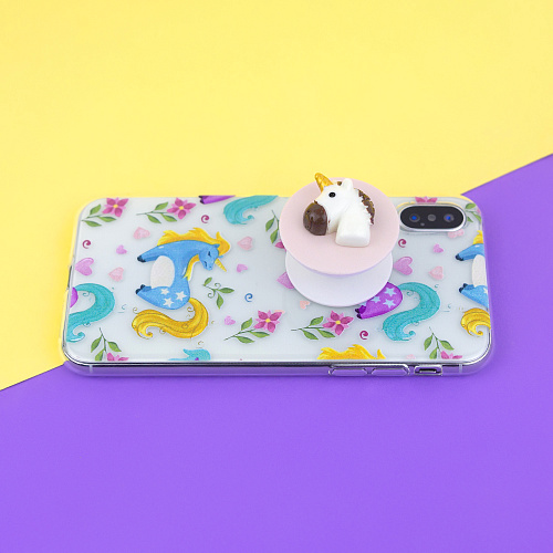 Держатель для телефона/попсокет "Голова единорога" (коричневый)