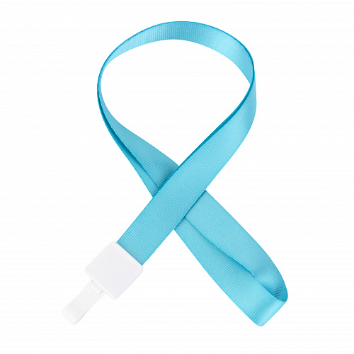 Шнурок для бейджей с пластиковым карабином (голубой)