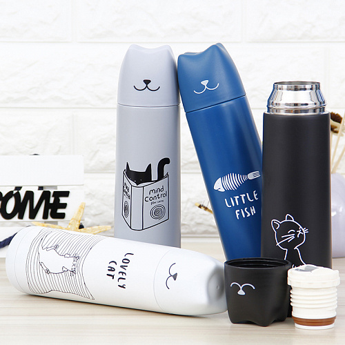 Термос "Lovely cat" (серый)