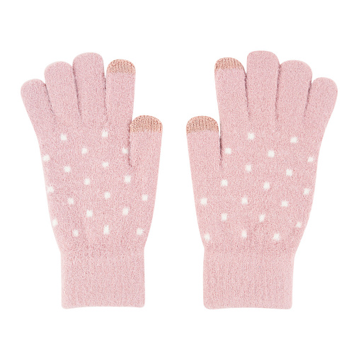 Перчатки сенсорные "Горошки", розовые