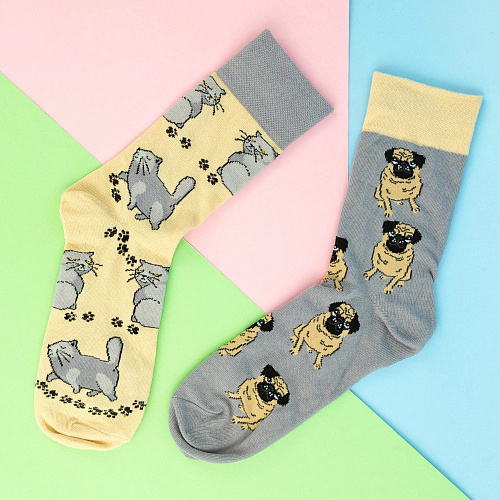 Носки "Коты против собак", разм.40-45