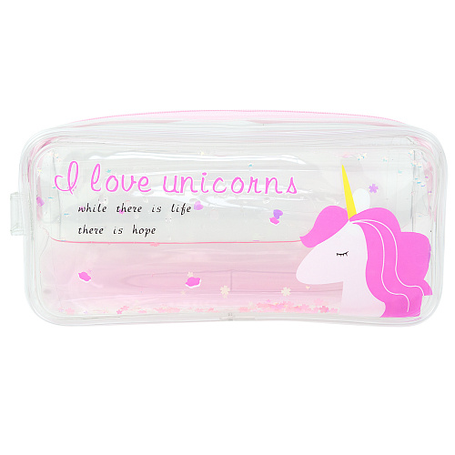 Пенал прозрачный "Unicorn" (с розовой гривой)