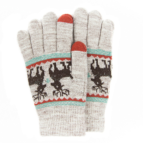 Перчатки сенсорные "Олени" (серые)