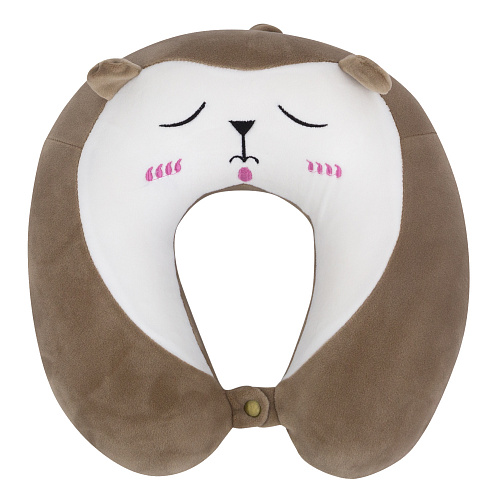 Подушка для путешествий "Мордашки", Memory Foam (коричневая)
