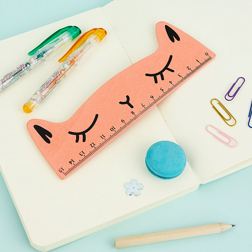 Линейка "Кот" (розовый)