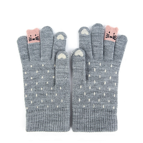 Перчатки сенсорные в горошек (серые)