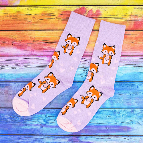 Носки "Лисы с сердечками", разм.35-39