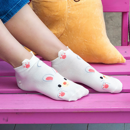 Носки короткие "Зайка" (белые)