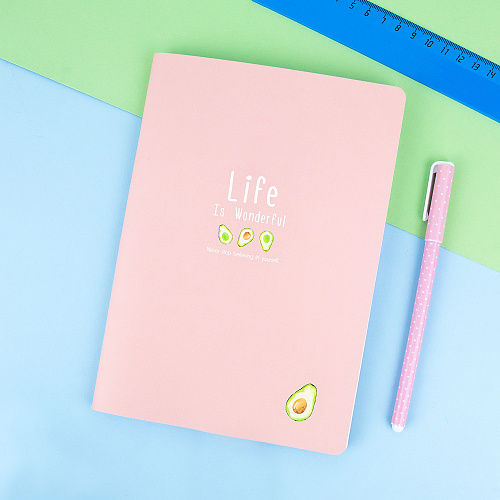 Тетрадь в розовую клетку А5 "Life" авокадо на розовом