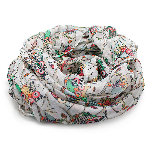 Шарф "Совы" (белый)