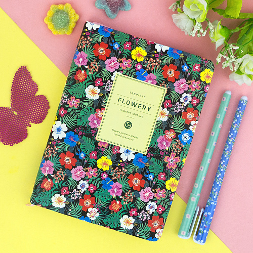 Блокнот "Flowery tropical" (черный)
