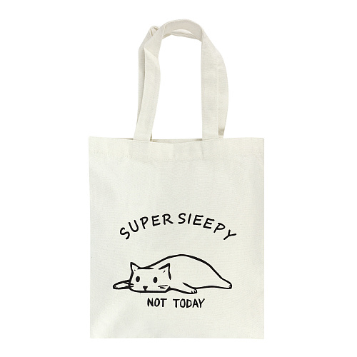Эко-сумка шоппер с принтом "Super sleepy" (белая)