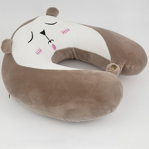 Подушка для путешествий "Мордашки", Memory Foam (коричневая)