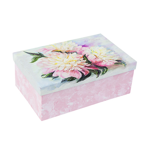 Подарочная коробка «Цветы», 22 х 14 х 8,5 см (розовая пастель)