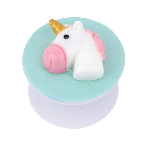 Держатель для телефона/попсокет "Голова единорога" (розовый на зеленом)