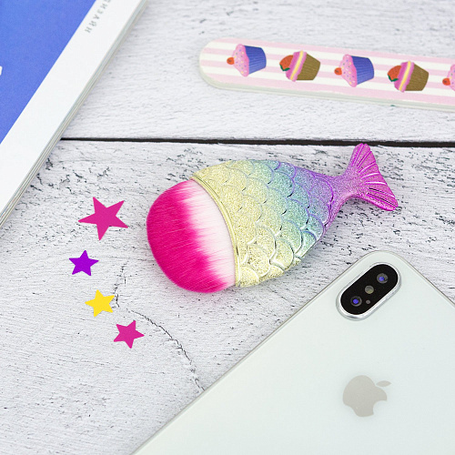 Кисть для макияжа "Rainbow fish", белый с розовым