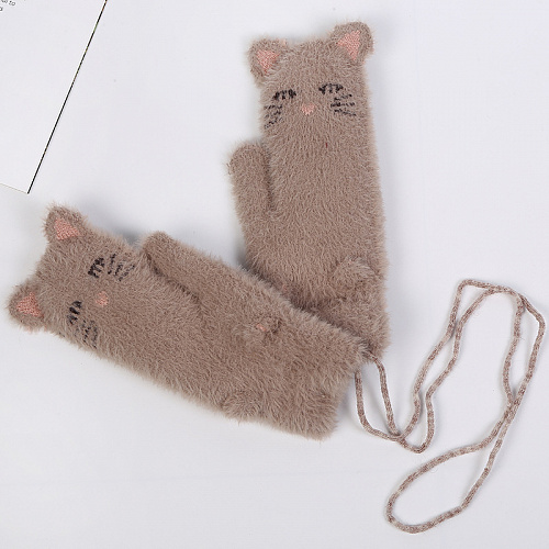 Варежки "Котики" (коричневые)