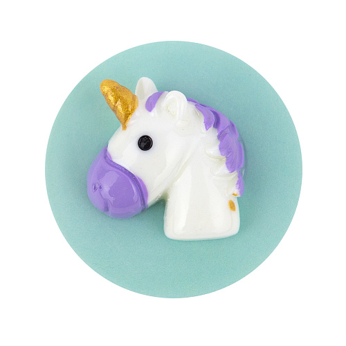 Держатель для телефона/попсокет "Голова единорога" (фиолетовый на зеленом)