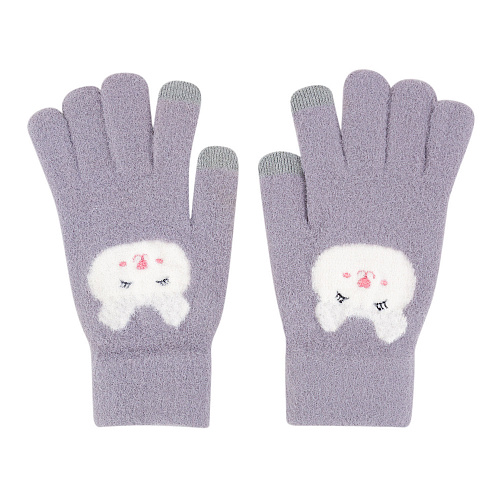 Перчатки сенсорные "Мордочки", серые