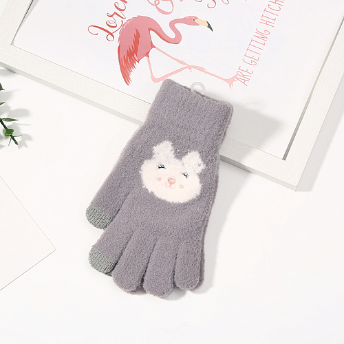 Перчатки сенсорные "Мордочки", серые