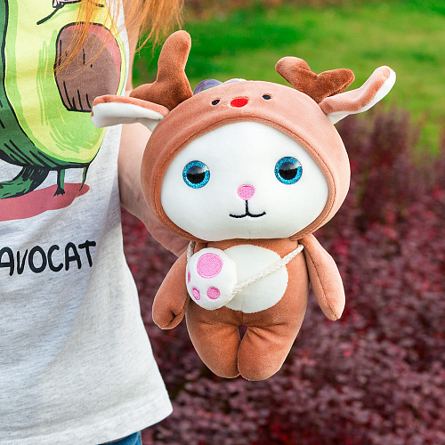 Игрушка-подушка "Котя в кигуруми" (коричневый) 24см