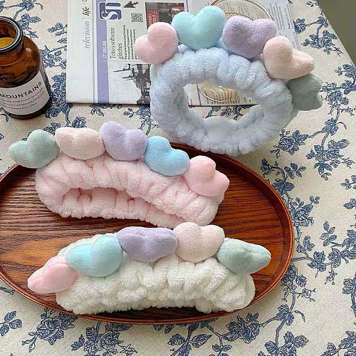 Повязка на голову "Сердечки" (голубая)