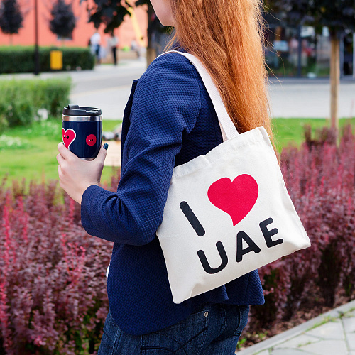 Эко-сумка шоппер с принтом "UAE" (белая)