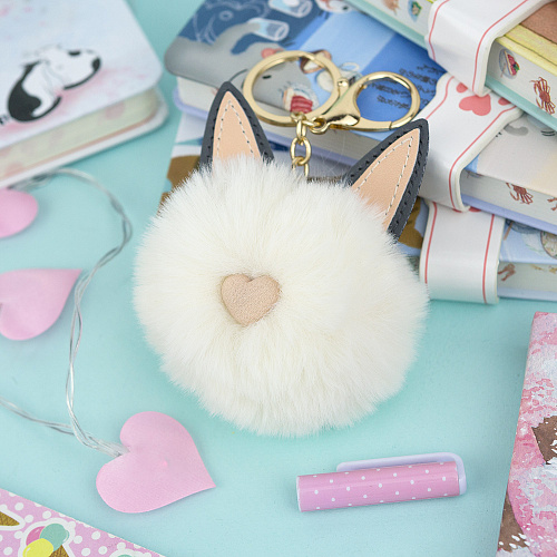 Брелок "Пушистый кот" (молочный)