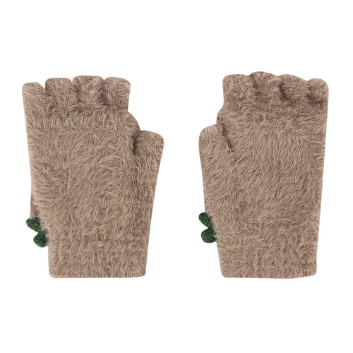 Варежки с рожками (коричневые)