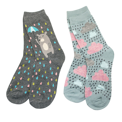 Носки "Облака+Медведь с зонтом"