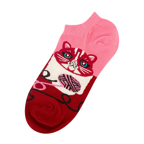 Носки короткие "Кот с клубком"