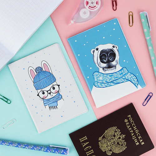 Обложка для паспорта "Зайчик в шапочке"