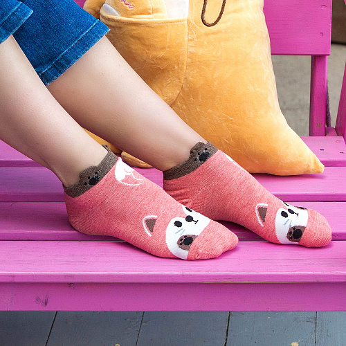 Носки короткие "Собачка" (розовые)