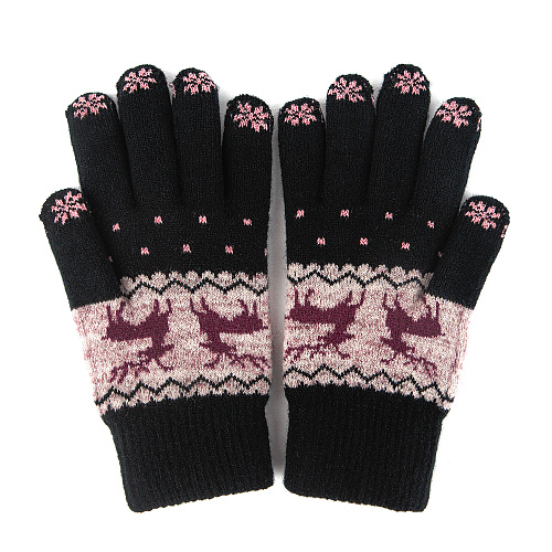 Перчатки сенсорные "Олени" (черные)