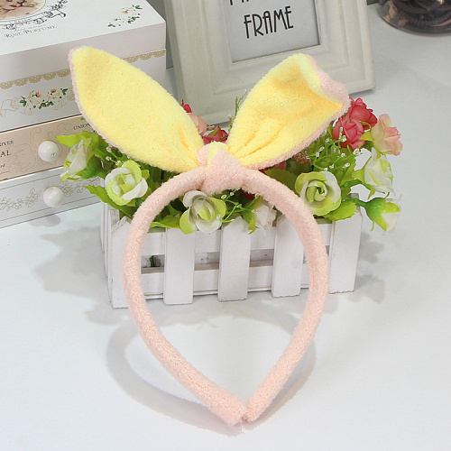 Ободок-повязка "Ушки зайки" (розовый с желтым)