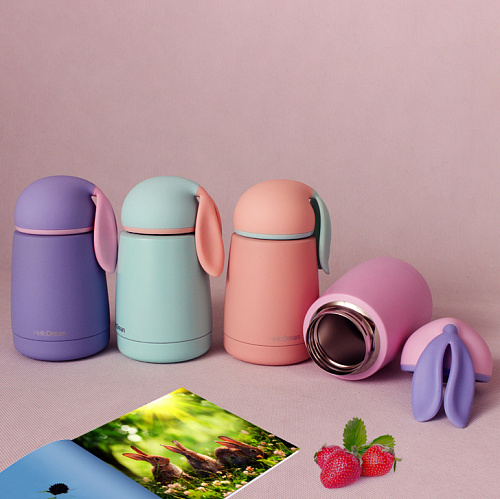 Термос "Ушастый кролик" (розовый)