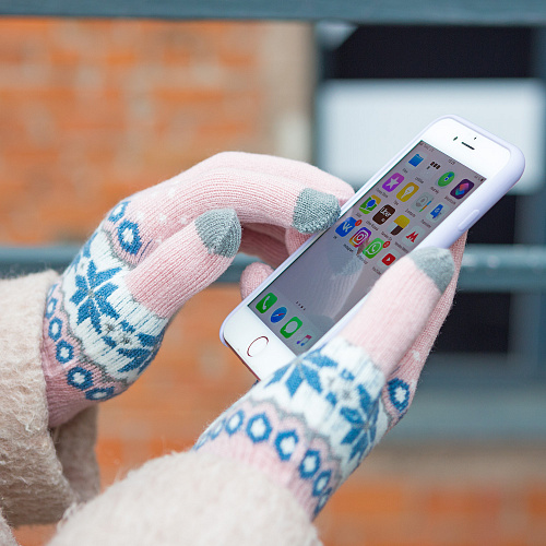 Перчатки сенсорные "Норвежские", розовые