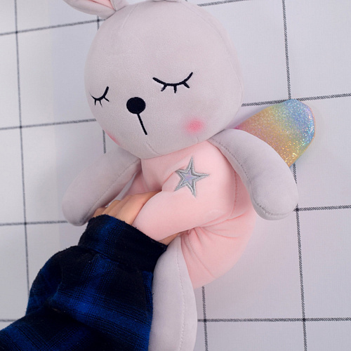 Игрушка-подушка "Зая-ангелок" (серый) 45см