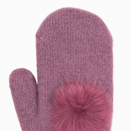 Варежки с помпоном (фиолетовые)