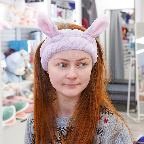 Повязка на голову "Ушки зайки" (лаванда)