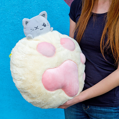 Игрушка-подушка "Котик с пледом" (белая) 35*40см