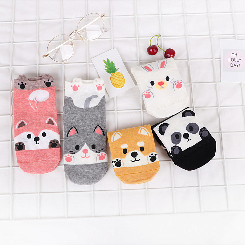 Носки короткие "Собачка" (розовые)