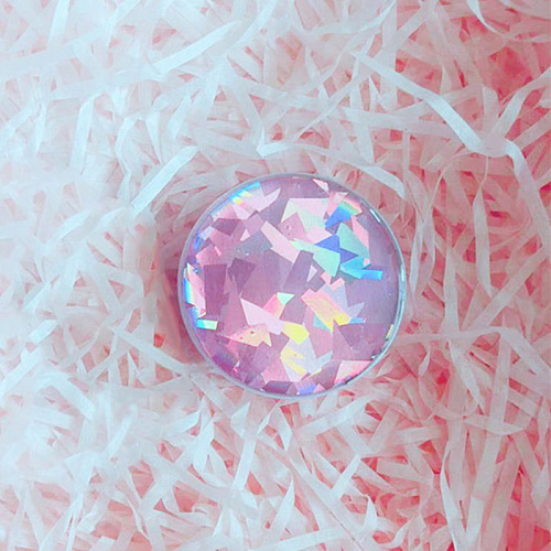 Держатель для телефона/попсокет "Глиттер" розовый с белым