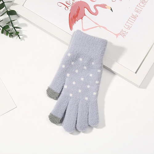 Перчатки сенсорные "Горошки", серые