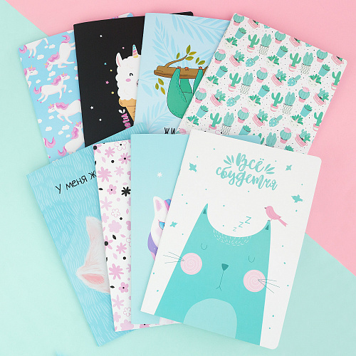 Тетрадь в розовую клетку А4 "Кактусы"